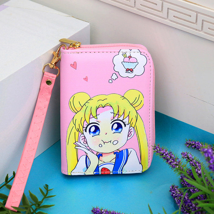 Wholesale Mini Cartoon beautiful girl cute female student fresh women's short zipper portable wallet