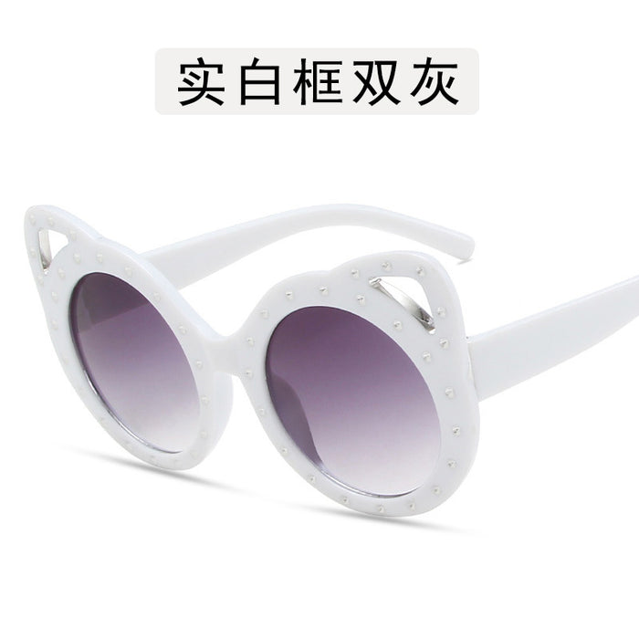 Wholesale Children's point diamond round frame glasses, teddy bear sunglasses, cute fox ear glasses, sunglasses