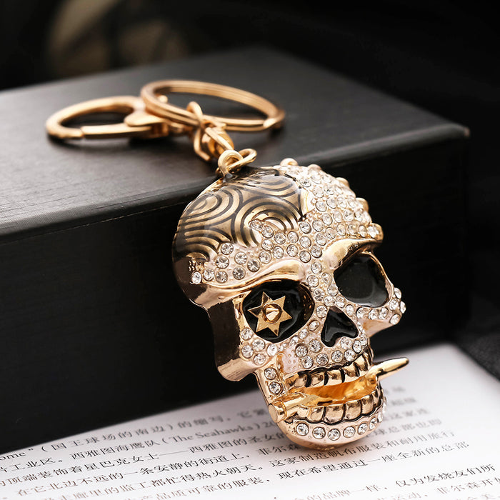Wholesale Rhinestone Skull  Keychain Zinc Alloy Red Car Key Accessory Boutique