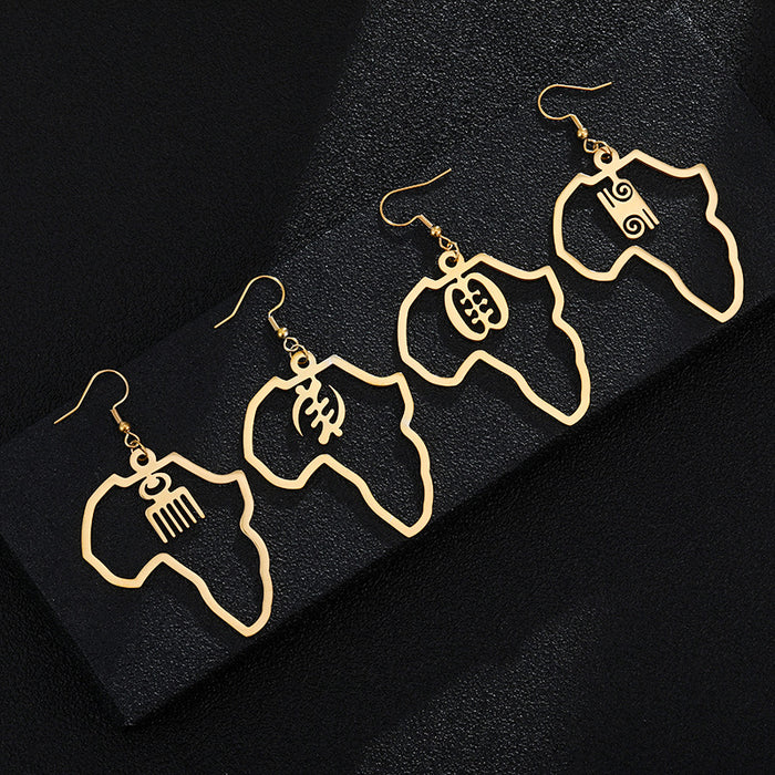 Wholesale New African Pendant Gold Stainless Steel Adinkra Gye Nyame Earrings Wish Earrings JDC-RS-YT001