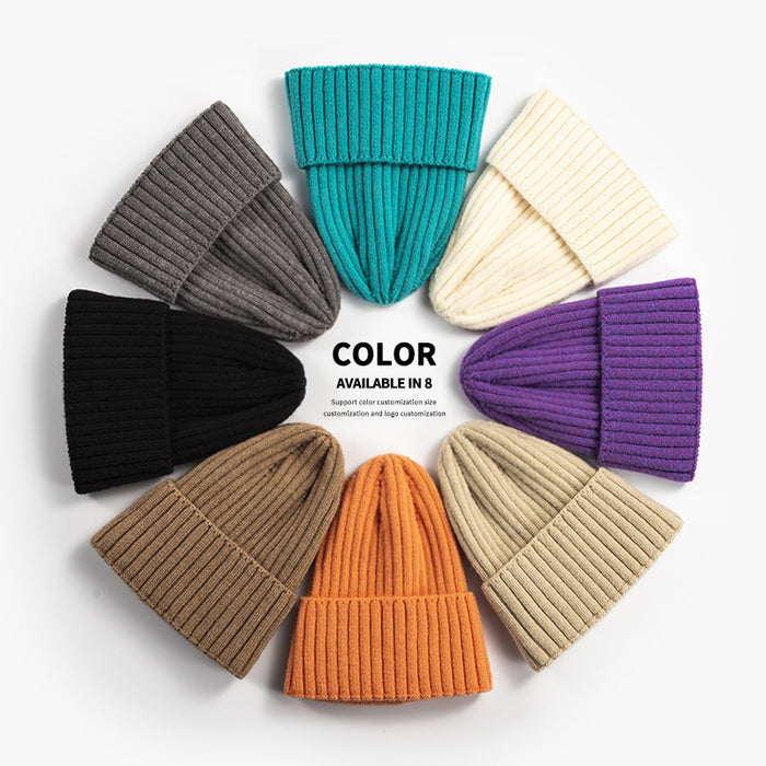 Wholesale Women' s Korean style all-match solid color knitted hat women' s outdoor thick warm cold hat