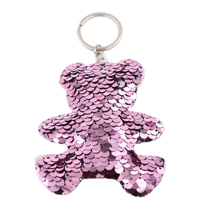 Wholesale Green Clover Sequined Pendant Keychain Fashion Accessory for Bags MOQ≥3