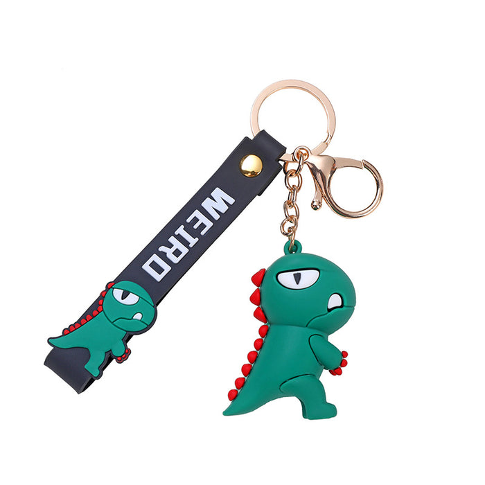 Wholesale  Dinosaur  key chain pendant PVC glue cartoon  doll schoolbag pendant key chain