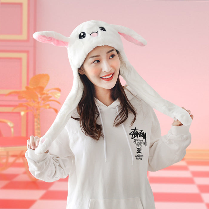 Wholesale Cute Net Red Winter Warm Hat Thickened Rabbit Ears Movable Hat Women