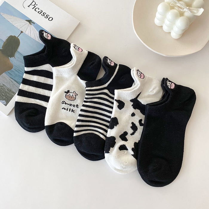 Wholesale Embroidered Socks Short Socks Shallow Mouth Thin Cartoon Cute Boat Socks