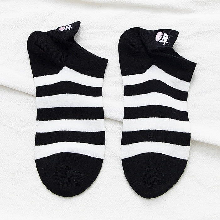 Wholesale Embroidered Socks Short Socks Shallow Mouth Thin Cartoon Cute Boat Socks
