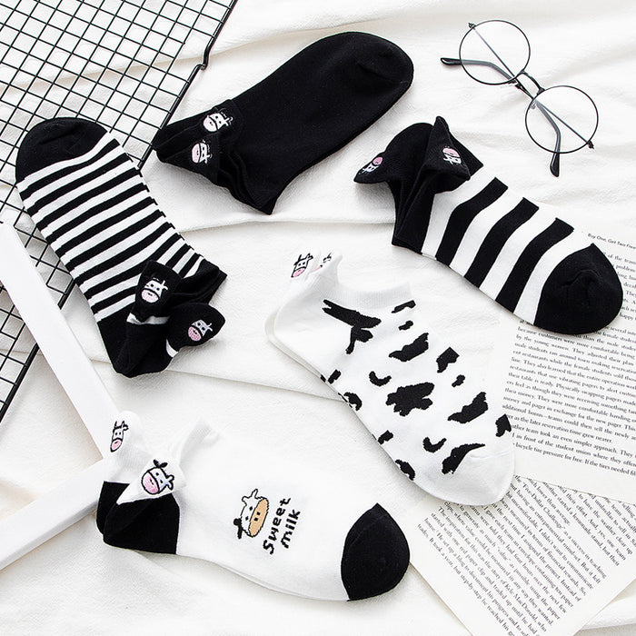 Wholesale Embroidered Socks Short Socks Shallow Mouth Thin Cartoon Cute Boat Socks