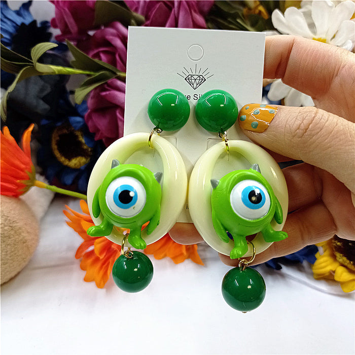 Wholesale Cartoon Monster Big Eyes Asymmetric Earrings JDC-ES-Xingj051