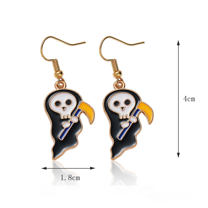 Wholesale Halloween Series Bat Ghost Pumpkin Oil Drop Alloy Earrings JDC-ES-LiRan002