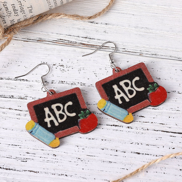 Wholesale earrings Double-sided painted wooden earrings JDC-ES-ChL020