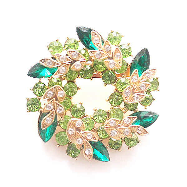 Wholesale Rhinestone Crystal Bauhinia Flower Ring Alloy Brooch JDC-BC-GuoQY002