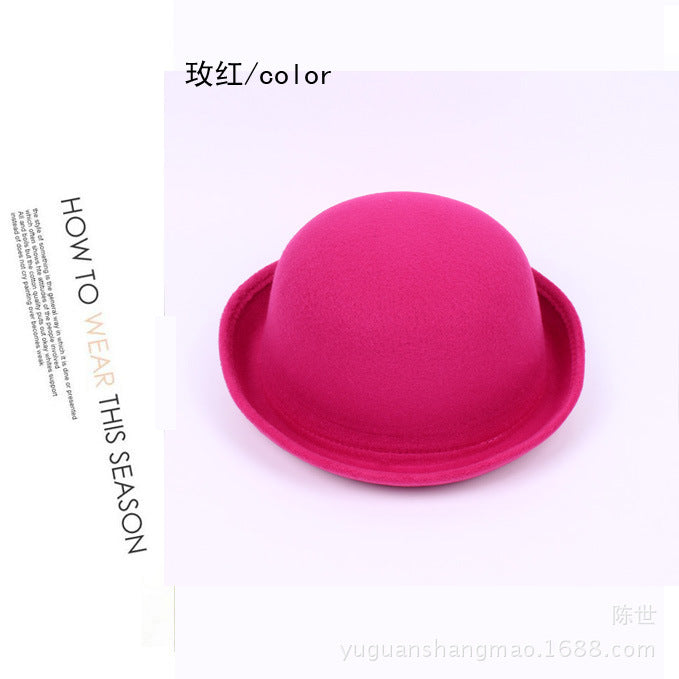 Wholesale Autumn and Winter Fashion Imitation Wool Shaped Small Round Hat British Retro Small Hat Round Top Hat Men and Women JDC-FH-DG001