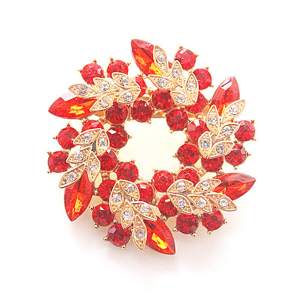 Wholesale Rhinestone Crystal Bauhinia Flower Ring Alloy Brooch JDC-BC-GuoQY002