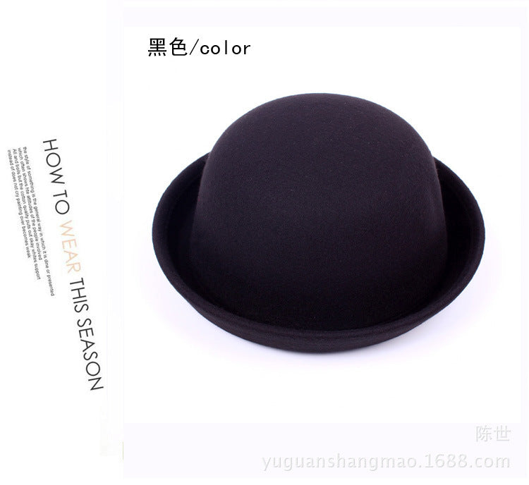 Wholesale Autumn and Winter Fashion Imitation Wool Shaped Small Round Hat British Retro Small Hat Round Top Hat Men and Women JDC-FH-DG001