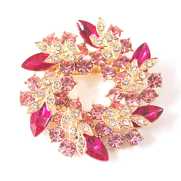 Wholesale Rhinestone Crystal Bauhinia Flower Ring Alloy Brooch JDC-BC-GuoQY002