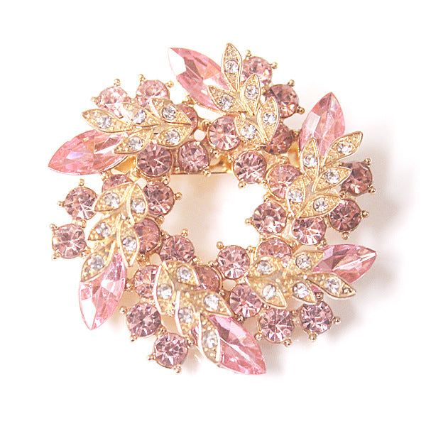 Wholesale Rhinestone Crystal Bauhinia Flower Ring Alloy Brooch JDC-BC-GuoQY002