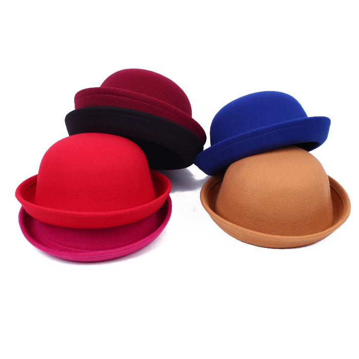 Wholesale Autumn and Winter Fashion Imitation Wool Shaped Small Round Hat British Retro Small Hat Round Top Hat Men and Women JDC-FH-DG001