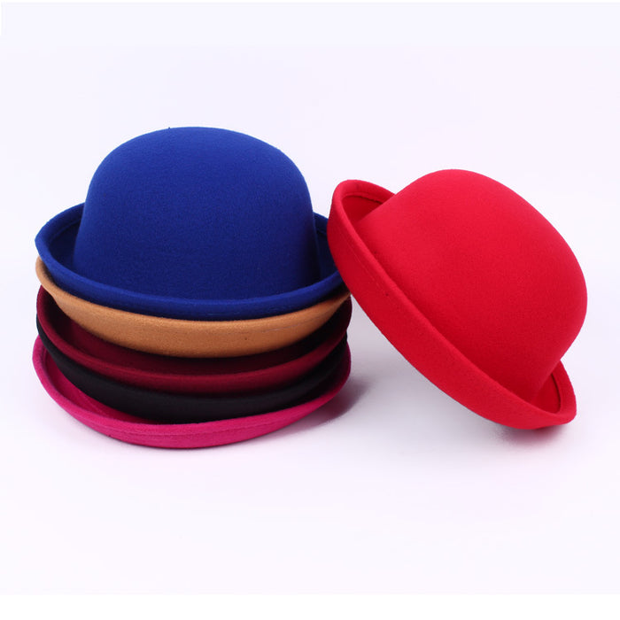 Wholesale Autumn and Winter Fashion Imitation Wool Shaped Small Round Hat British Retro Small Hat Round Top Hat Men and Women JDC-FH-DG001