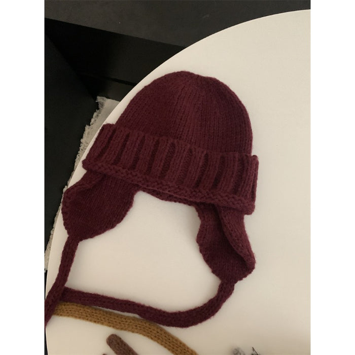 Wholesale Cotton Solid Color Ear Protection Knitted Yarn Cap JDC-FH-Qiany002