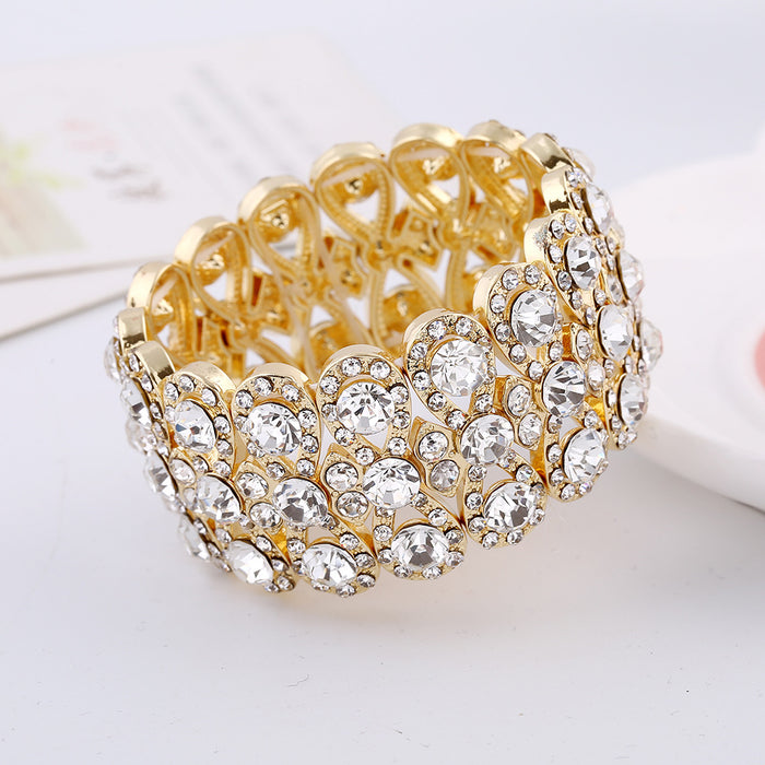 Wholesale Fashion Rhinestone Figure Eight Stretch Bracelet White Crystal Jewelry Accessory For Everyday Wear