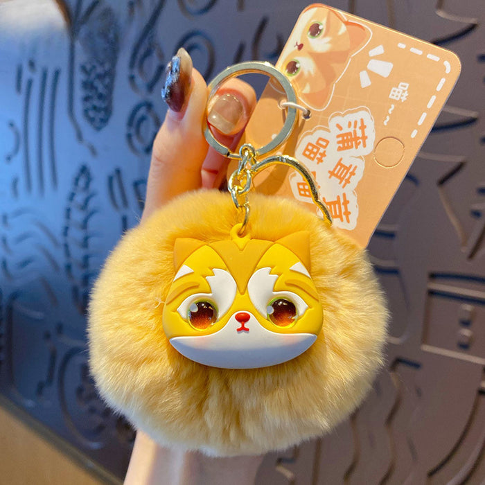 Wholesale Rabbit Fur Cat Doll Keychain JDC-KC-BaiM081