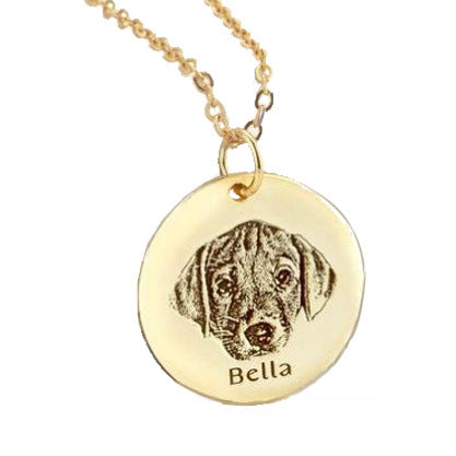 Wholesale Stainless Steel Pet Photo Graffiti Titanium Steel Circular Pendant Necklace JDC-NE-GangW001