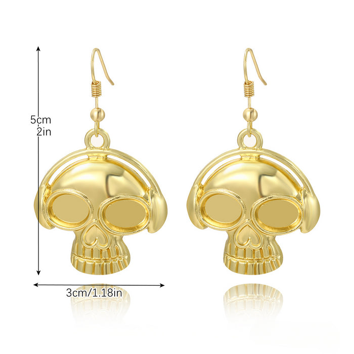 Wholesale Skull Dark Diamond Alloy Pumpkin Spider Halloween Earrings Set JDC-ES-ShuangN002