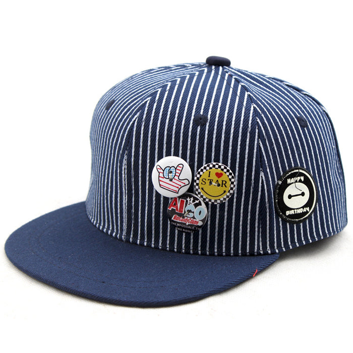 Wholesale Chic Trendy Kids Striped Baseball Cap Red Wide Brim Sun Hat For Summer Outdoor Street Dance
