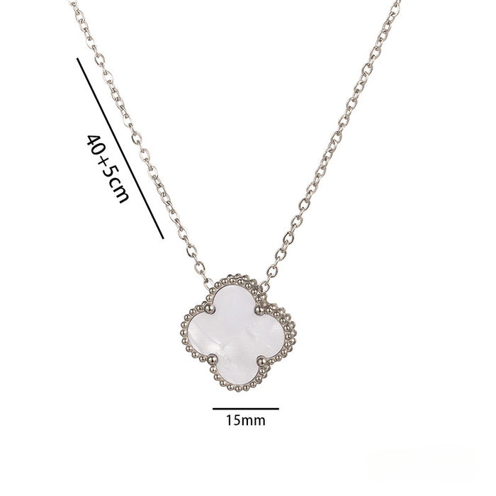 Wholesale 15MM Titanium Steel Four Leaf Clover Pendant Necklace JDC-NE-OBK002