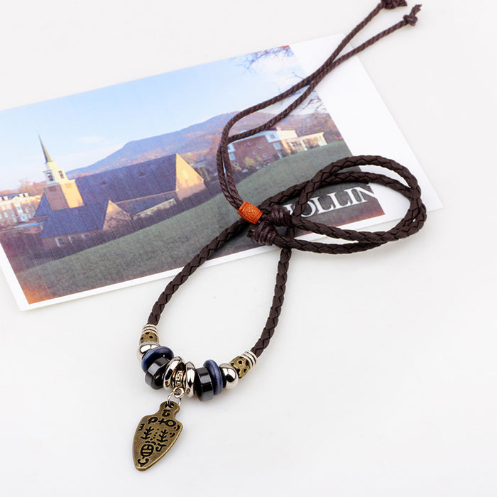 Wholesale Leather Cord Braided Necklace JDC-NE-QiN011