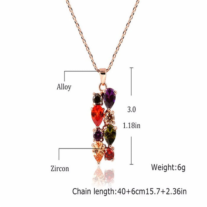 Wholesale Jewelry Set Zircon Necklace Earrings Colorful Necklace Earrings Two Piece Set Wholesale
