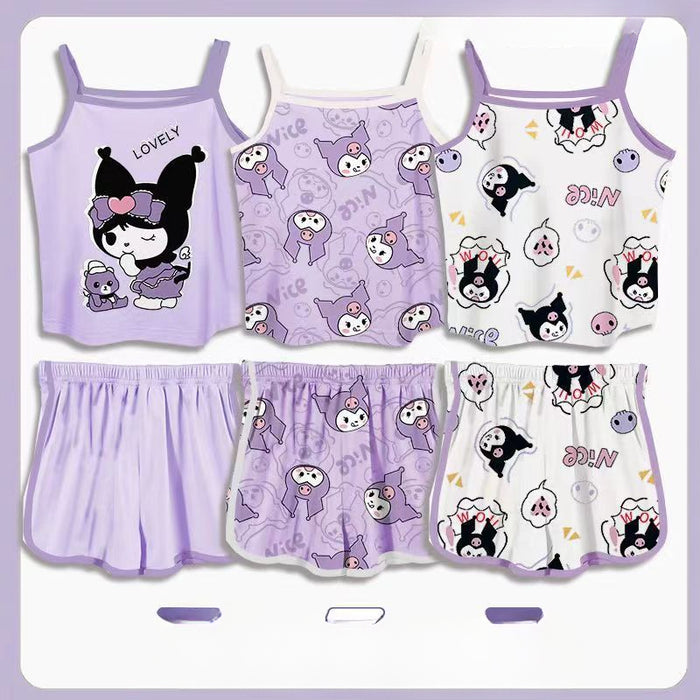 Wholesale Girls Cute Cartoon Thin Summer Children Suspender Suit JDC-CTS-QNE009