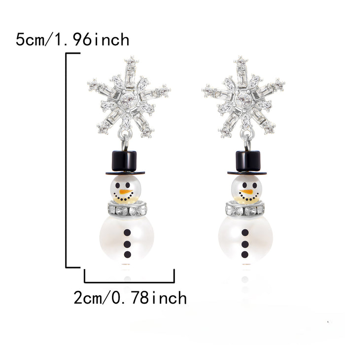 Wholesale Christmas Cute Diamond Snowman Earrings JDC-ES-GangM002