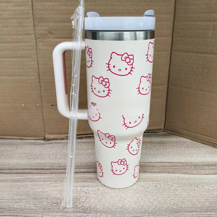 Wholesale Tumbler Cute Cartoon 40oz Handle Stainless Steel Large Capacity Ice Cup Car Cup JDC-CUP-SanS004