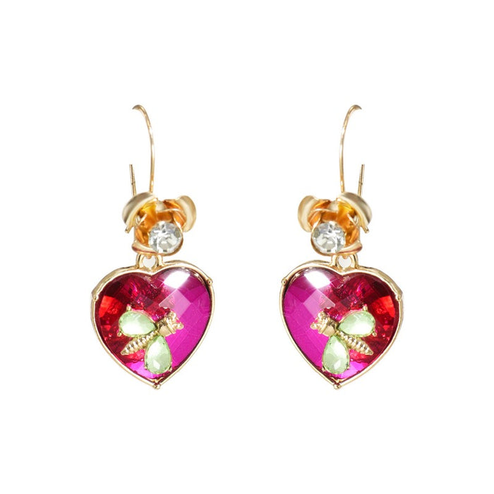 Wholesale Geometric Heart Dragonfly Diamond Earrings JDC-ES-Bais001