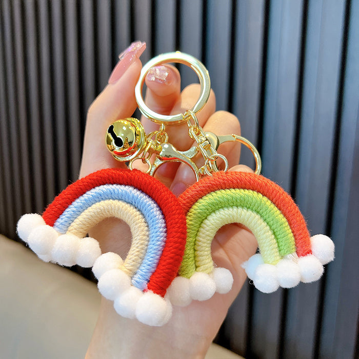 Wholesale Woven Cotton Thread Rainbow Cloud Keychain JDC-KC-WoA042