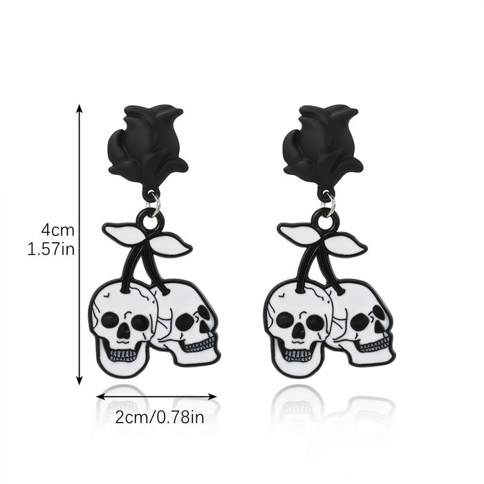 Wholesale Skull Dark Diamond Alloy Pumpkin Spider Halloween Earrings Set JDC-ES-ShuangN002