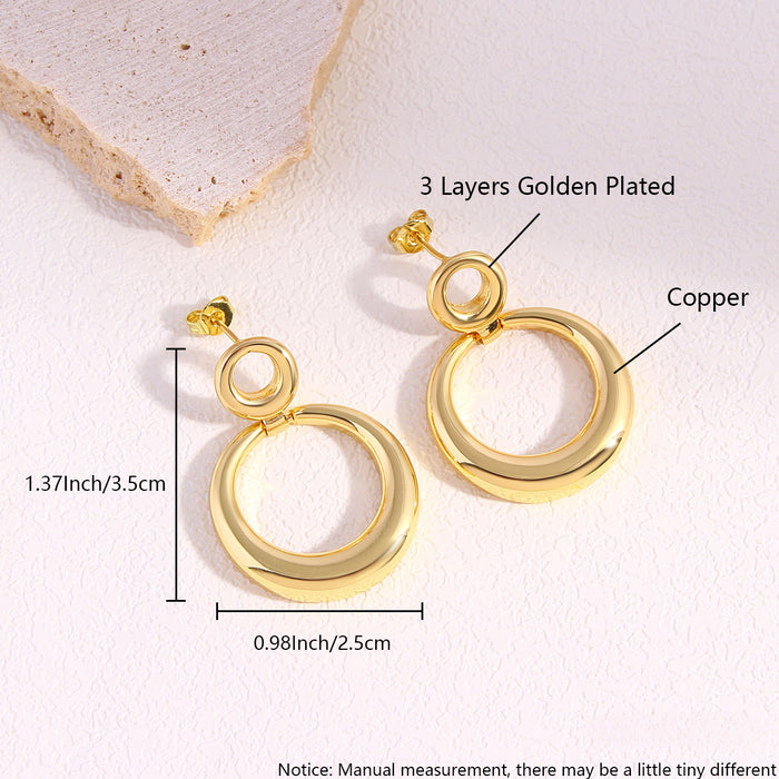 Wholesale Geometric Smooth Circle Copper Earrings JDC-ES-BaiTian011