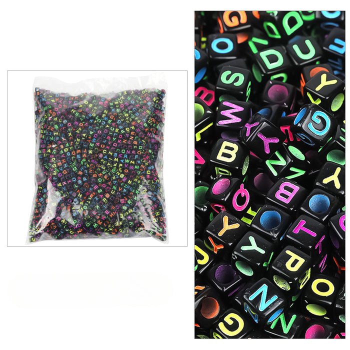 Wholesale 6mm 3100PCS/PACK Acrylic Letter Colored Square Loose Beads JDC-BDS-BoLinge009