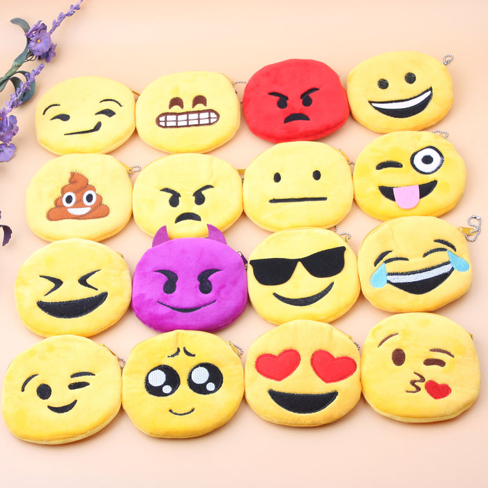 Wholesale Harajuku Zipper Classic Cute Little Smiley Face Change Emoji Expression Coin Bag Cute Plush Pendant JDC-WT-SM005