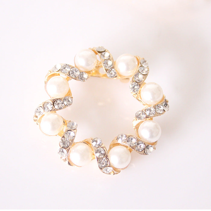 Wholesale Rhinestone Crystal Bauhinia Flower Ring Alloy Brooch JDC-BC-GuoQY002