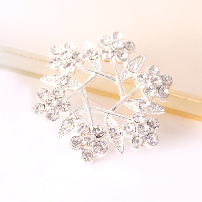 Wholesale Rhinestone Crystal Bauhinia Flower Ring Alloy Brooch JDC-BC-GuoQY002