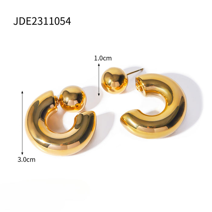 Wholesale Stainless Steel C Shape Earrings JDC-ES-JD351