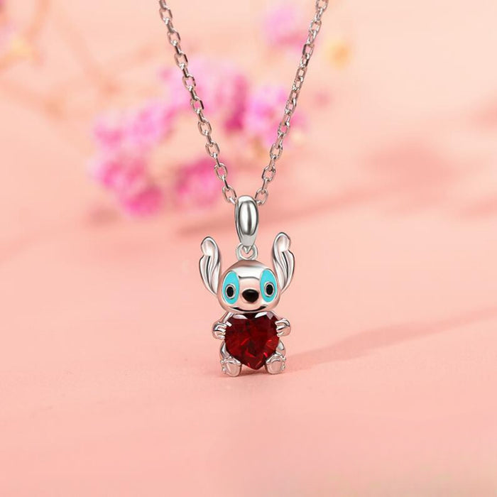 Wholesale Cartoon Cute Love Heart White Stone Necklace JDC-NE-jinmiao003