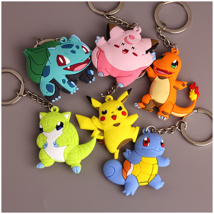 Wholesale  Cartoon Keychain Pet  Pvc Soft Jelly Pocket Monster Silicone Pendant Office Culture Keychain Accessories