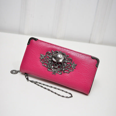 Wholesale PU Skull Design Wallet Street Trend Unisex Handbag Phone Pouch