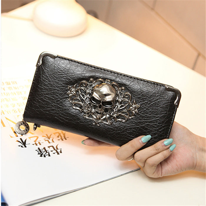 Wholesale PU Skull Design Wallet Street Trend Unisex Handbag Phone Pouch