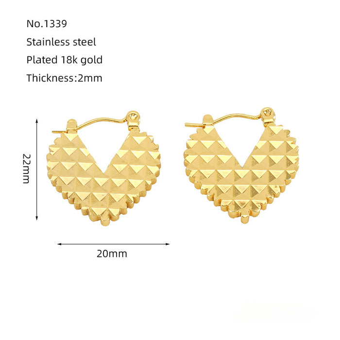 Wholesale Stainless Steel Geometric Hollow Love Earrings JDC-ES-ZhongYao005