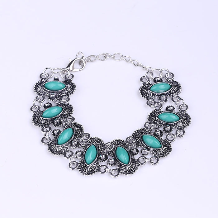 Wholesale Retro Ethnic Turquoise Water Drops Retro Anklet