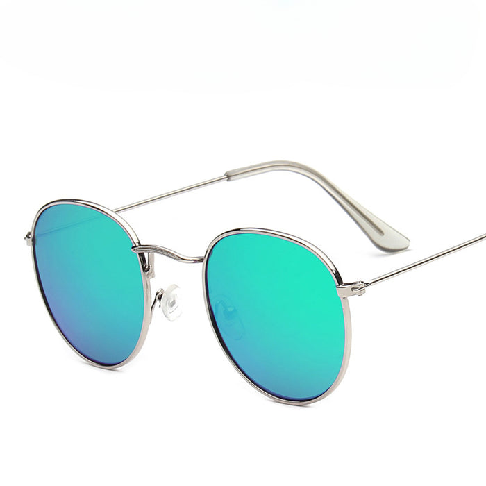 Wholesale Round Frame Colorful Reflective PC Sunglasses JDC-SG-MaN015